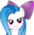 Size: 5418x5500 | Tagged: safe, artist:meyling525, dj pon-3, fluttershy, vinyl scratch, pony, g4, absurd resolution, alternate hairstyle, bow, female, hair bow, lidded eyes, simple background, solo, transparent background