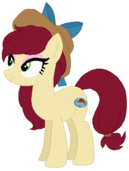 Size: 342x453 | Tagged: safe, artist:booperledooper, oc, oc only, oc:apple tart, earth pony, pony, base used, eyeshadow, female, freckles, hat, magical lesbian spawn, makeup, mare, offspring, parent:applejack, parent:cherry jubilee, parents:cherryjack, simple background, solo, transparent background