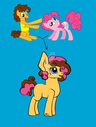 Size: 1024x1365 | Tagged: safe, artist:mylittledrawings1, cheese sandwich, pinkie pie, oc, oc:pink taffy, pony, g4, female, heartwarming in hindsight, male, offspring, parent:cheese sandwich, parent:pinkie pie, parents:cheesepie, ship:cheesepie, shipping, straight, watermark