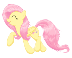 Size: 2560x2048 | Tagged: safe, artist:ohemo, fluttershy, pegasus, pony, g4, cute, eyes closed, female, happy, mare, profile, realistic mane, shyabetes, solo, walking