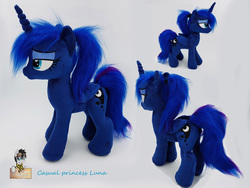 Size: 4032x3024 | Tagged: safe, artist:epicrainbowcrafts, princess luna, pony, g4, alternate hairstyle, high res, irl, missing accessory, photo, plushie, solo