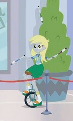 Size: 423x697 | Tagged: safe, screencap, derpy hooves, a fine line, equestria girls, g4, my little pony equestria girls: better together, cute, derpabetes, female, juggling, solo, unicycle