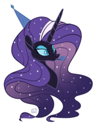 Size: 745x1000 | Tagged: safe, artist:ogaraorcynder, nightmare rarity, pony, unicorn, g4, female, hat, mare, party hat, simple background, solo