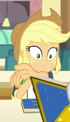 Size: 411x720 | Tagged: safe, screencap, applejack, a queen of clubs, equestria girls, g4, my little pony equestria girls: better together, cropped, female, hand, solo