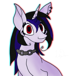 Size: 1024x1024 | Tagged: safe, artist:lackingwingz, oc, oc only, oc:lurid shadow, chains, jewelry, necklace, piercing, solo