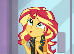 Size: 489x361 | Tagged: safe, screencap, sunset shimmer, a fine line, equestria girls, g4, my little pony equestria girls: better together, animated, clothes, cute, door, female, geode of empathy, hand, shimmerbetes