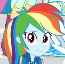 Size: 343x336 | Tagged: safe, screencap, rainbow dash, a queen of clubs, equestria girls, g4, my little pony equestria girls: better together, cropped, female, geode of super speed, magical geodes, solo focus