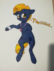Size: 992x1322 | Tagged: safe, artist:aliceub, star tracker, earth pony, pony, g4, once upon a zeppelin, bandage, implied twilight sparkle, lying, male, on back, solo, stallion, traditional art