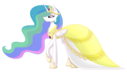 Size: 1024x592 | Tagged: safe, artist:whitehershey, princess celestia, alicorn, pony, g4, clothes, dress, female, mare, solo