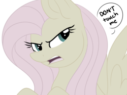 Size: 1024x768 | Tagged: safe, artist:whitehershey, fluttershy, pegasus, pony, g4, angry, discorded, female, flutterbitch, mare, simple background, solo, speech bubble, transparent background