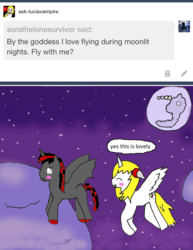 Size: 1021x1324 | Tagged: safe, artist:ask-luciavampire, oc, oc only, alicorn, bat pony, bat pony alicorn, pony, vampire, vampony, tumblr:ask-luciavampire, 1000 hours in ms paint, alicorn oc, ask, mare in the moon, moon, night, tumblr