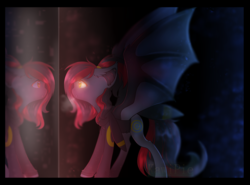 Size: 2700x2000 | Tagged: safe, artist:kawipie, oc, oc only, oc:tomoko tanue, bat pony, umbreon, fallout equestria, bat pony oc, clothes, commission, female, glowing eyes, high res, hoodie, mare, pokémon, reflection, ych result