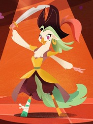 Size: 400x529 | Tagged: safe, screencap, captain celaeno, anthro, g4, my little pony: the movie, amputee, cropped, female, solo, sword, weapon