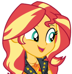 Size: 703x718 | Tagged: safe, artist:fella, sunset shimmer, a fine line, equestria girls, equestria girls series, g4, cute, female, geode of empathy, leather vest, magical geodes, shimmerbetes, simple background, smiling, solo, transparent background