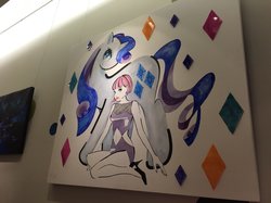 Size: 1478x1108 | Tagged: safe, rarity, human, pony, unicorn, g4, art gallery, harajuku, irl, japan, photo, tokyo, traditional art