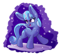Size: 1100x1000 | Tagged: safe, artist:heir-of-rick, oc, oc only, oc:sapphire lollipop, pony, body freckles, female, freckles, impossibly large ears, mare, smiling, snow, snowfall, solo
