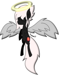 Size: 2038x2600 | Tagged: safe, artist:kiwipone, derpibooru exclusive, oc, oc only, oc:midnight ruby, angel, bat pony, bat pony oc, halo, high res, memorial, memory, rest in peace, simple background, transparent background