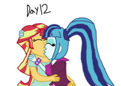 Size: 1059x754 | Tagged: safe, artist:bigpurplemuppet99, sonata dusk, sunset shimmer, equestria girls, g4, female, kissing, lesbian, ship:sunata, shipping, simple background, transparent background