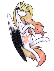 Size: 768x1024 | Tagged: safe, artist:eclipse-senpai, oc, oc only, oc:ember (cinnamontee), pegasus, pony, colored wings, female, mare, multicolored wings, simple background, solo, transparent background