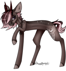 Size: 502x539 | Tagged: safe, artist:ohflaming-rainbow, oc, oc only, oc:poise, pony, female, horns, mare, raised hoof, simple background, solo, transparent background