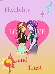 Size: 960x1280 | Tagged: safe, artist:hayley566, starlight glimmer, sunset shimmer, human, equestria girls, g4, beanie, clothes, cutie mark, duo, eyes closed, female, gradient background, hat, heart, holding hands, jacket, leather jacket, lesbian, ship:shimmerglimmer, shipping
