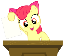Size: 5913x5184 | Tagged: safe, artist:greenmachine987, apple bloom, pony, bloom & gloom, g4, absurd resolution, female, filly, hoof hold, paper, simple background, solo, transparent background, vector