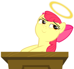 Size: 6480x6094 | Tagged: safe, artist:greenmachine987, apple bloom, pony, bloom & gloom, g4, absurd resolution, female, filly, halo, simple background, solo, transparent background, vector