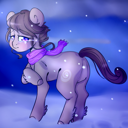 Size: 1000x1000 | Tagged: safe, artist:cinnamonsparx, oc, oc only, earth pony, pony, crying, female, mare, snow, solo