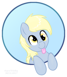 Size: 389x448 | Tagged: safe, artist:haretrinity, derpy hooves, pegasus, pony, g4, cute, derpabetes, female, mare, smiling, tongue out, weapons-grade cute