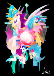 Size: 600x845 | Tagged: safe, artist:ii-art, princess skystar, queen novo, classical hippogriff, hippogriff, seapony (g4), g4, my little pony: the movie, duality, duo, female, mother and daughter, smiling