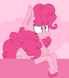 Size: 2838x3183 | Tagged: safe, artist:paskanaakka, derpibooru exclusive, pinkie pie, earth pony, pony, g4, abstract background, chest fluff, colored hooves, ear fluff, female, high res, leaning, mare, smiling, solo, unshorn fetlocks