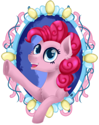 Size: 1024x1291 | Tagged: safe, artist:spokenmind93, pinkie pie, g4, bust, female, looking at you, portrait, smile and wave, solo