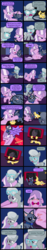 Size: 2000x10739 | Tagged: safe, artist:magerblutooth, diamond tiara, silver spoon, oc, oc:dazzle, oc:il, oc:peal, oc:power cord, cat, earth pony, imp, pony, comic:diamond and dazzle, g4, blushing, butt, comic, court, courtroom, crying, female, filly, foal, monitor, plot, runny nose, tail, tail slap, trial