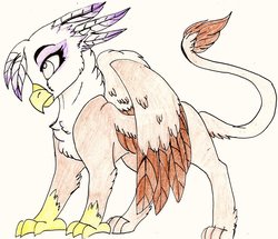 Size: 1024x881 | Tagged: safe, artist:evergreen-gemdust, gilda, griffon, g4, chest fluff, colored wings, female, multicolored wings, solo, traditional art