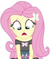 Size: 562x658 | Tagged: safe, artist:thebar, fluttershy, butterfly, equestria girls, equestria girls specials, g4, my little pony equestria girls: dance magic, clothes, female, looking down, nervous, simple background, solo, transparent background, tutu
