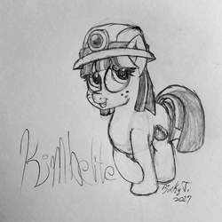 Size: 1830x1831 | Tagged: safe, artist:binkyt11, derpibooru exclusive, kimberlite, pony, equestria girls, equestria girls series, g4, school of rock, cute, equestria girls ponified, female, filly, freckles, monochrome, ponified, solo, traditional art