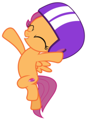 Size: 7000x9900 | Tagged: safe, artist:tardifice, scootaloo, pegasus, pony, forever filly, g4, absurd resolution, bipedal, eyes closed, female, filly, helmet, jumping, simple background, smiling, solo, transparent background, vector