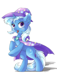 Size: 1280x1707 | Tagged: safe, artist:kaliner123, trixie, pony, unicorn, g4, cape, clothes, cute, diatrixes, female, hat, looking at you, mare, simple background, solo, transparent background, trixie's cape, trixie's hat