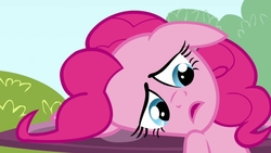 Size: 825x464 | Tagged: safe, screencap, pinkie pie, earth pony, pony, g4, too many pinkie pies, female, frown, mare, open mouth, sad, solo