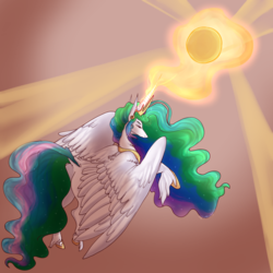 Size: 1024x1024 | Tagged: safe, artist:captainmarshie, princess celestia, alicorn, pony, g4, crown, eyes closed, female, jewelry, peytral, raising the sun, regalia, solo, sun