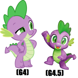Size: 1392x1388 | Tagged: safe, artist:demigod-spike, spike, dragon, g4, my little pony: the movie, comparison, looking at you, male, movie accurate, standing