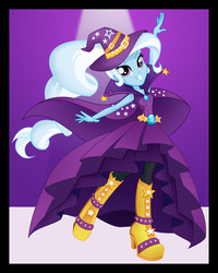 Size: 2894x3622 | Tagged: safe, artist:kenuma, edit, vector edit, trixie, equestria girls, g4, my little pony equestria girls: rainbow rocks, cape, clothes, female, hat, high res, illustration, solo, trixie and the illusions, trixie's cape, trixie's hat, vector