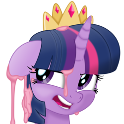 Size: 2000x2000 | Tagged: safe, artist:phucknuckl, twilight sparkle, alicorn, pony, g4, my little pony: the movie, cake, crown, female, food, frosting, high res, open mouth, regalia, simple background, solo, transparent background, twilight sparkle (alicorn), vector