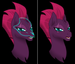 Size: 1728x1481 | Tagged: safe, artist:vampiresuper-sayajin, tempest shadow, pony, g4, my little pony: the movie, broken horn, eye scar, female, horn, mare, open mouth, scar, simple background, solo