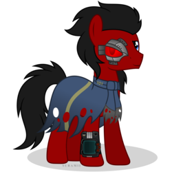 Size: 6000x6000 | Tagged: safe, artist:suramii, oc, oc only, oc:red eye, earth pony, pony, fallout equestria, absurd resolution, clothes, male, pipbuck, simple background, solo, stallion, transparent background, vector