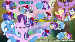 Size: 1366x768 | Tagged: safe, artist:hendro107, applejack, fluttershy, pinkie pie, rainbow dash, rarity, starlight glimmer, trixie, twilight sparkle, alicorn, pony, all bottled up, g4, anger magic, floppy ears, magic, mane six, twilight sparkle (alicorn)