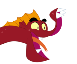 Size: 600x499 | Tagged: safe, artist:queencold, garble, dragon, g4, cuphead, grim matchstick, male, parody, simple background, solo, teenaged dragon, transparent background