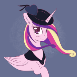Size: 4000x4000 | Tagged: safe, artist:yinglung, princess cadance, alicorn, pony, g4, clothes, hat, heart, looking at you
