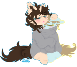 Size: 1024x890 | Tagged: safe, artist:vanillaswirl6, oc, oc only, oc:klo, oc:mei mei, pony, colored eyelashes, commission, cute, drool, duo, eyes closed, female, fluffy, get along shirt, mare, open mouth, simple background, sleeping, sleeping while sitting, snuggling, sweatshirt, transparent background