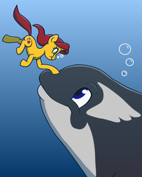 Size: 2362x2952 | Tagged: safe, artist:orcasnack-garth, oc, oc only, oc:marine delight, dolphin, orca, pony, unicorn, whale, cute, female, high res, male, mare, underwater
